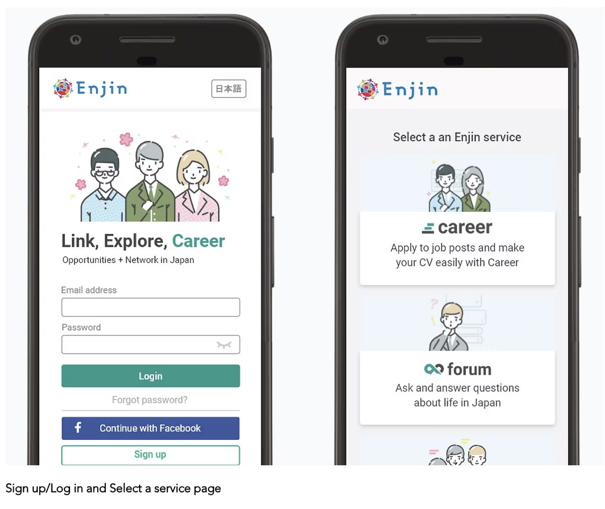 Desktop sign up and service selection