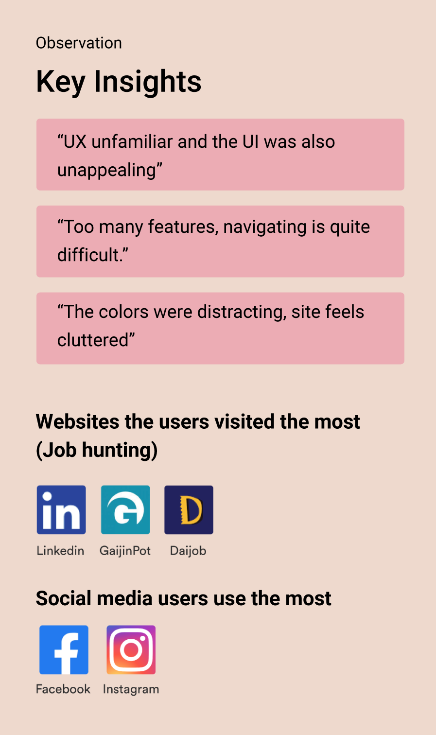 Key insights from user research